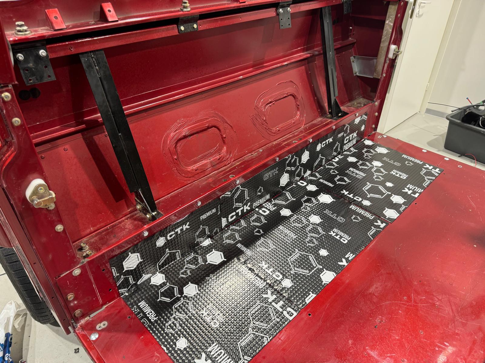 CTK Premium sound deadening on Rimini Red bodywork interior