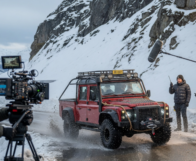 Spectre film production — alpine chase scene with camera rig